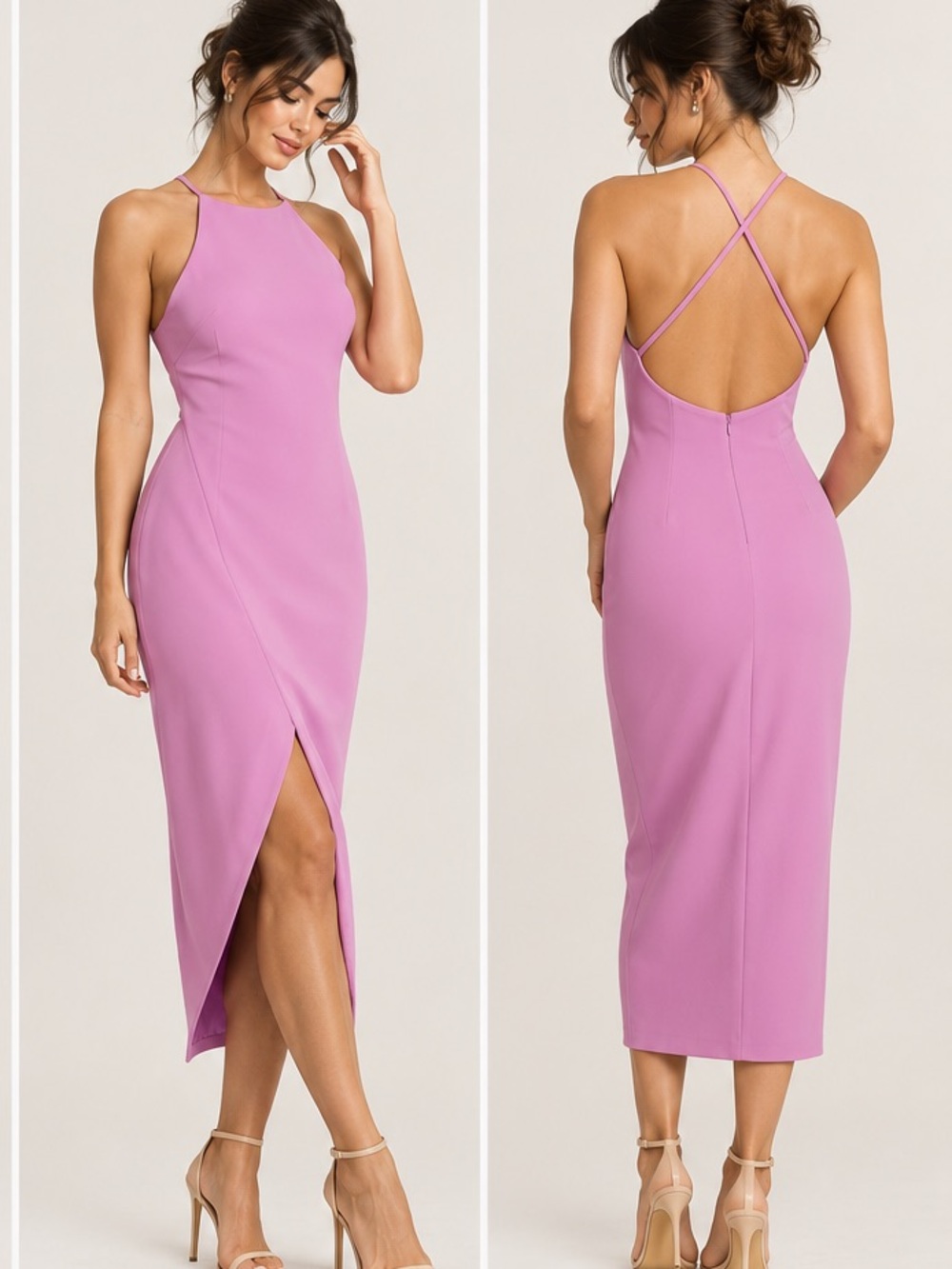 NWT BARDOT Halter Neck Midi Dress with Slit